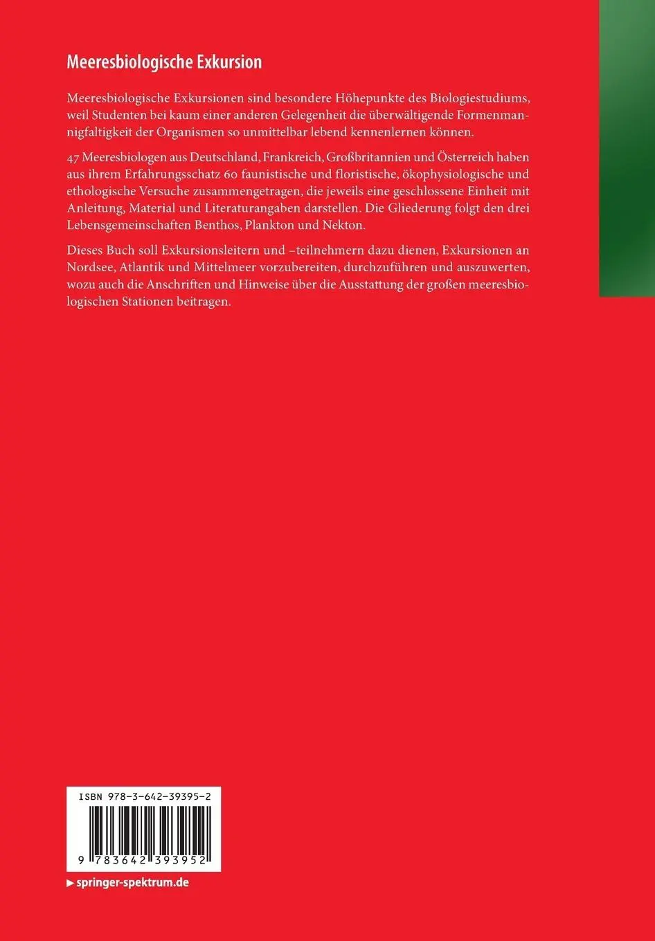 Rückseite: 9783642393952 | Meeresbiologische Exkursion | Beobachtung und Experiment | Taschenbuch