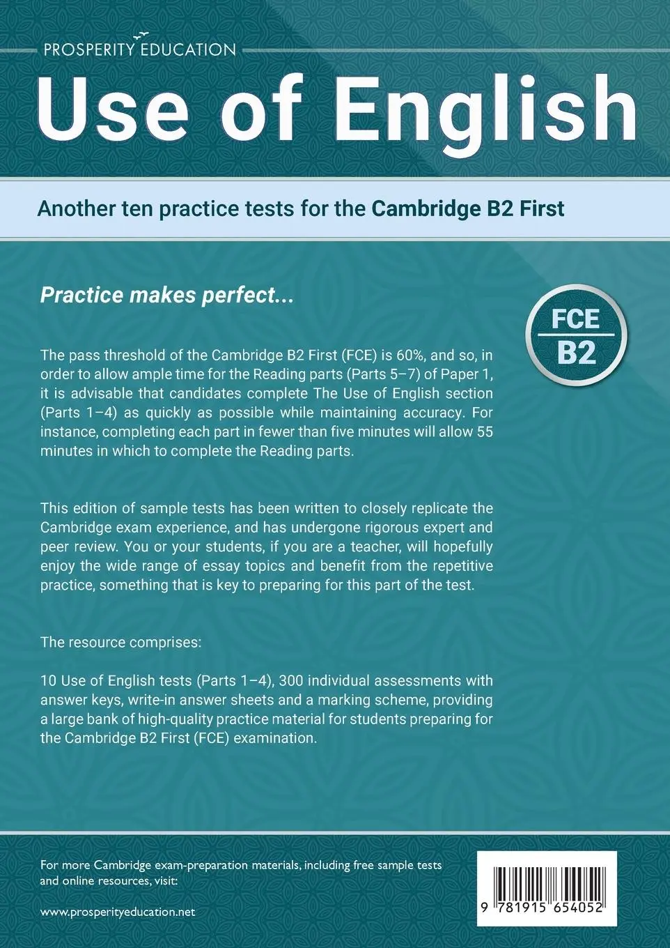 Rückseite: 9781915654052 | Use of English | Another ten practice tests for the Cambridge B2 First