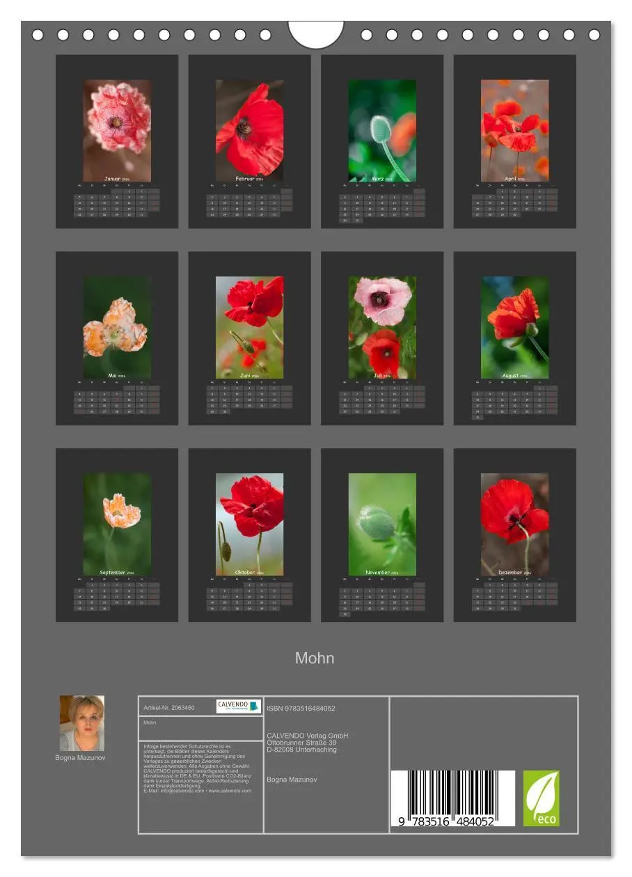 Bild: 9783516484052 | Mohn (Wandkalender 2026 DIN A4 hoch), CALVENDO Monatskalender | 2026