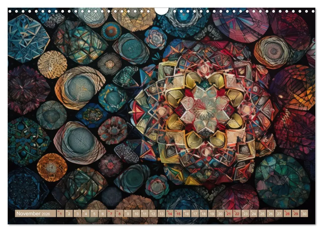Bild: 9783457524152 | Geometrische Kaleidoskope (Wandkalender 2026 DIN A3 quer), CALVENDO...