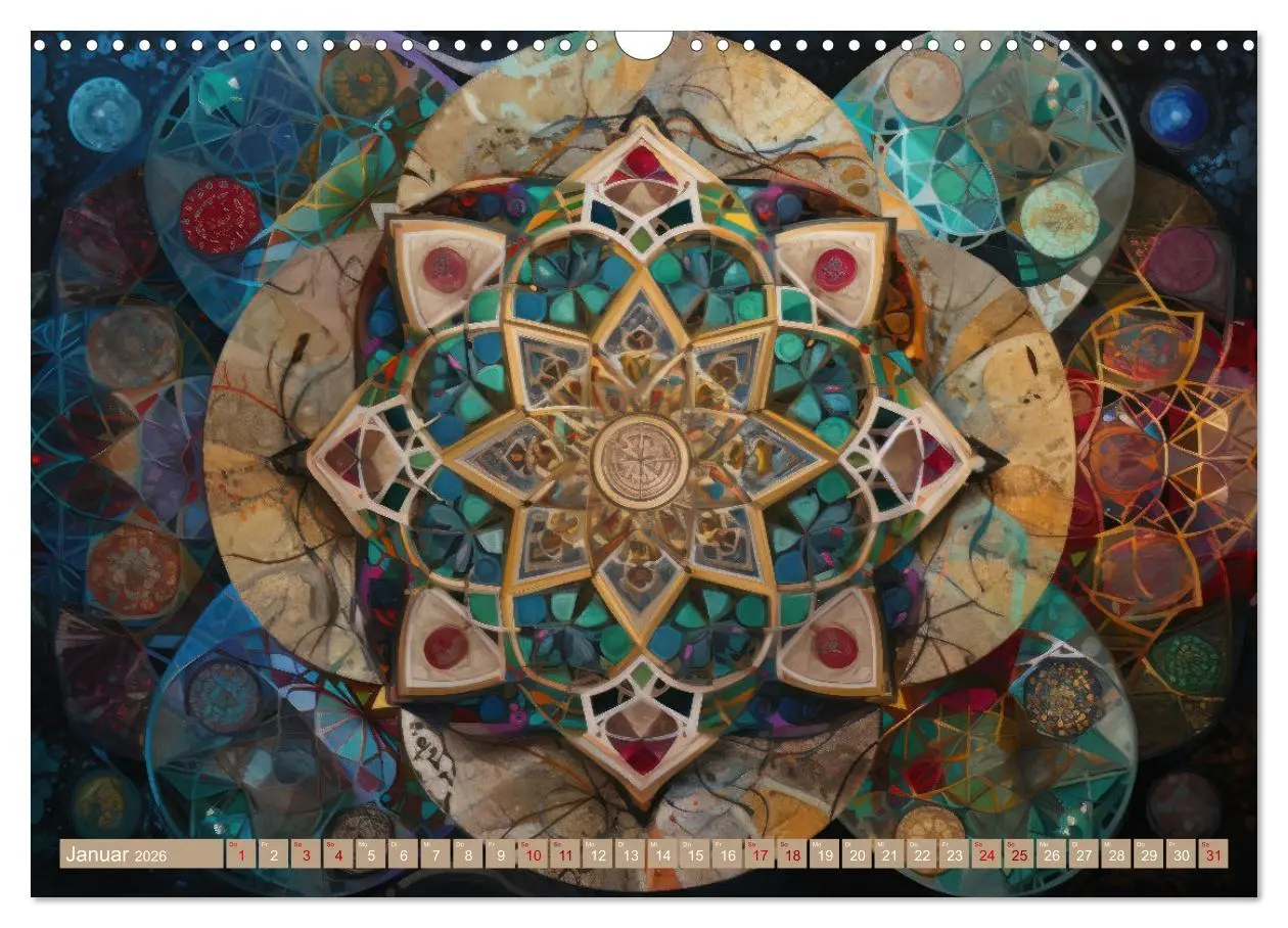 Bild: 9783457524152 | Geometrische Kaleidoskope (Wandkalender 2026 DIN A3 quer), CALVENDO...