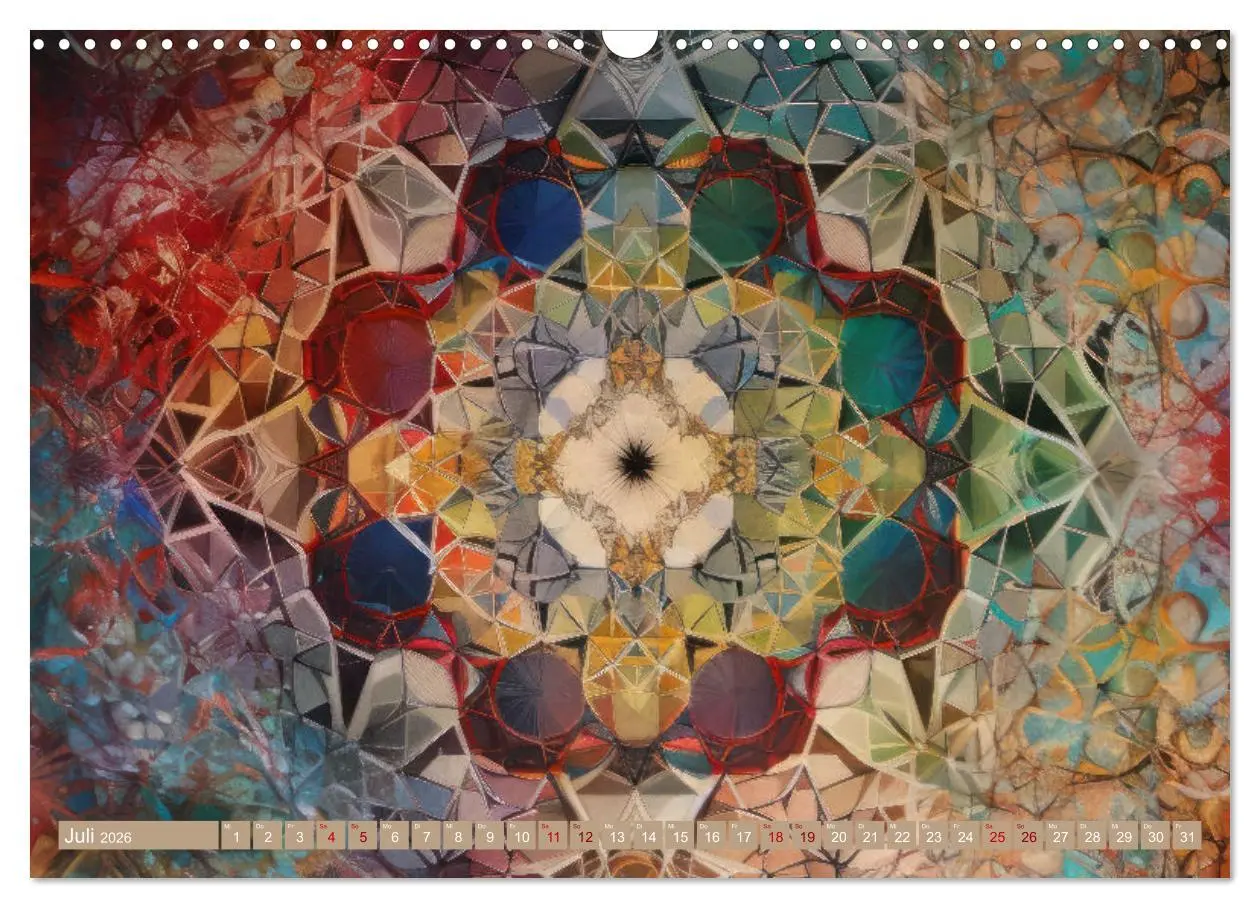 Bild: 9783457524152 | Geometrische Kaleidoskope (Wandkalender 2026 DIN A3 quer), CALVENDO...