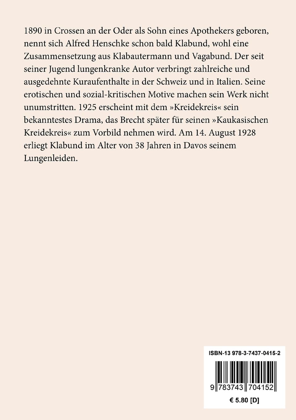 Rückseite: 9783743704152 | Borgia | Roman einer Familie | Klabund | Taschenbuch | 120 S. | 2017