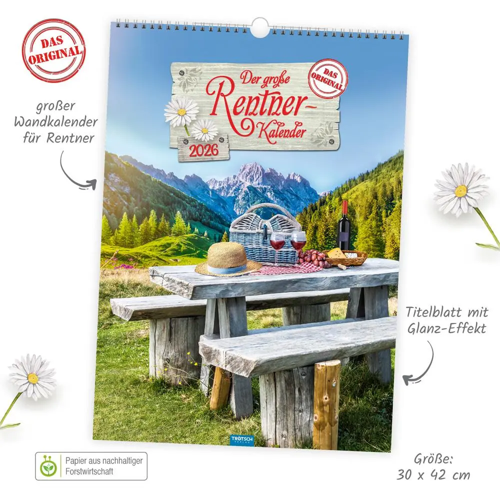 Bild: 9783988024152 | Trötsch Großbildkalender Der große Rentnerkalender 2026 | Wandkalender