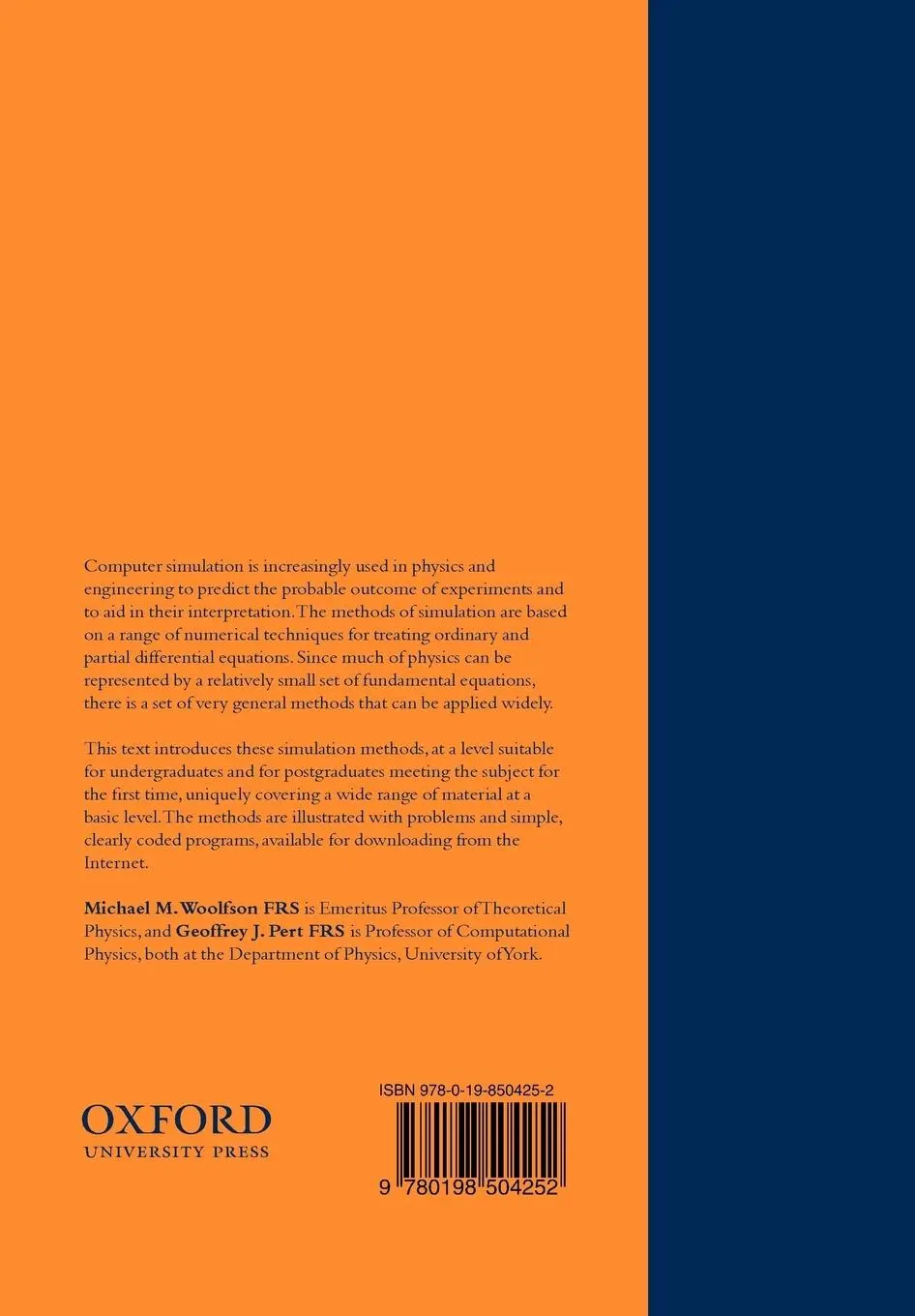 Rückseite: 9780198504252 | An Introduction to Computer Simulation | Michael Mark Woolfson (u. a.)