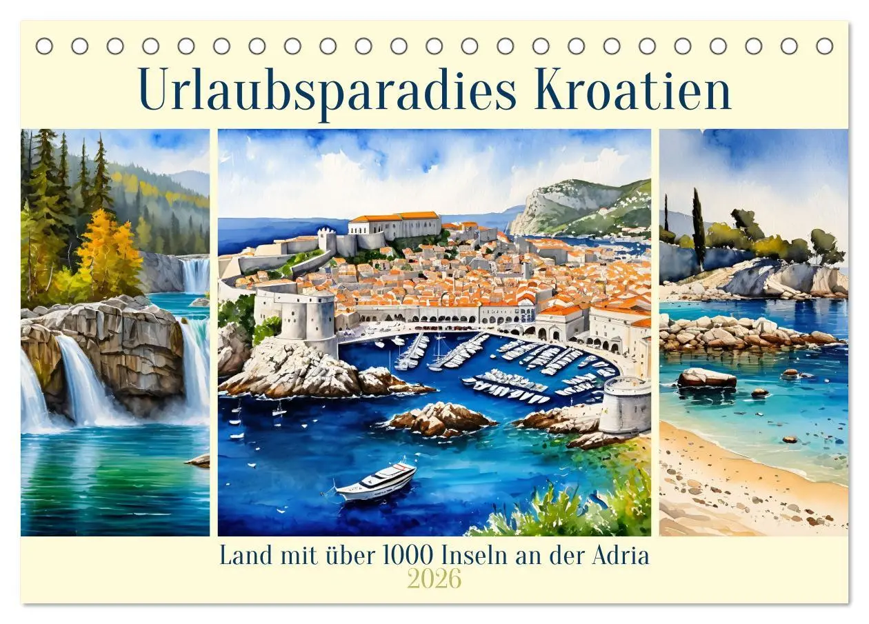 Cover: 9783457364352 | Urlaubsparadies Kroatien (Tischkalender 2026 DIN A5 quer), CALVENDO...