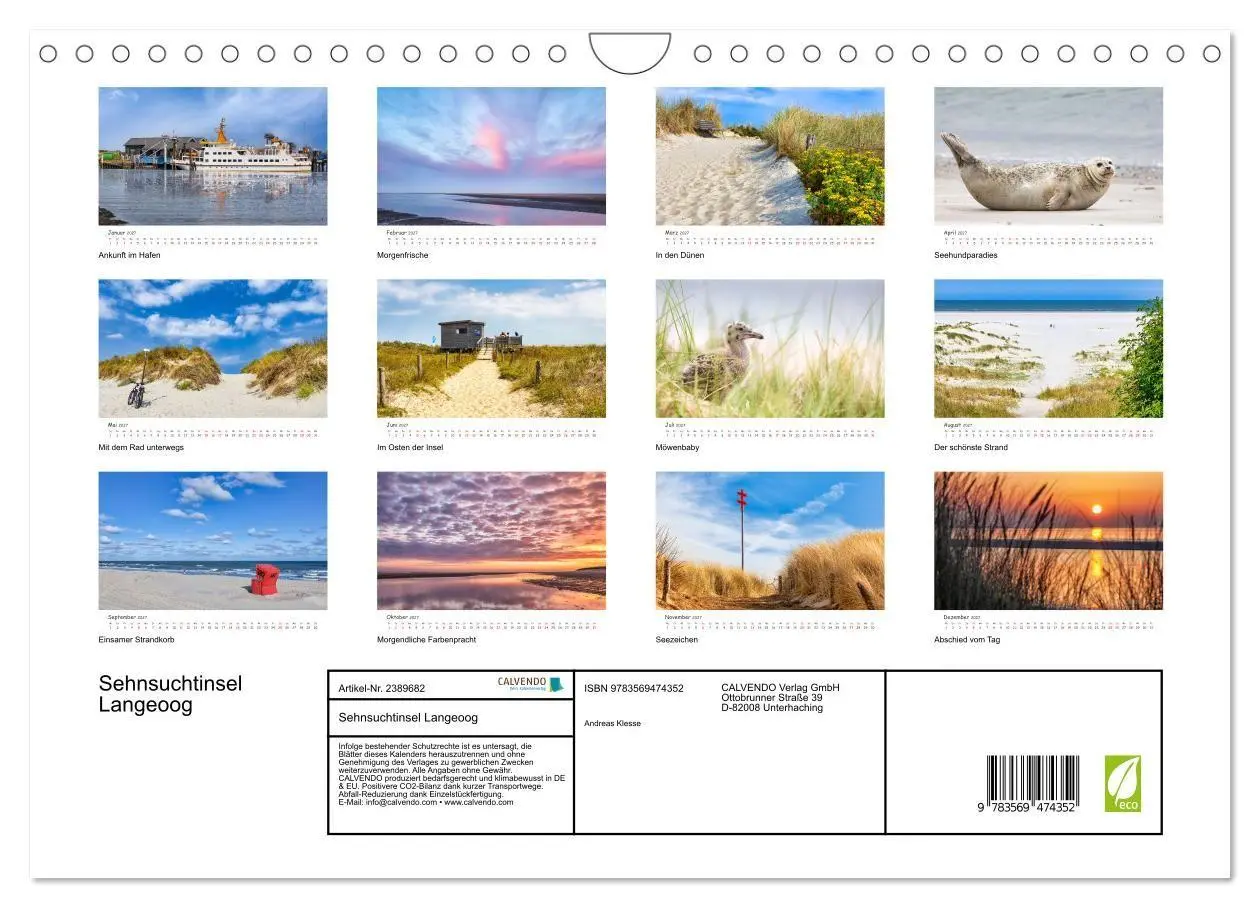 Bild: 9783569474352 | Sehnsuchtinsel Langeoog (Wandkalender 2027 DIN A4 quer), CALVENDO...