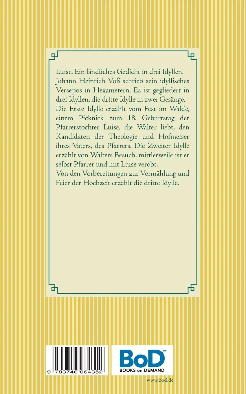 Rückseite: 9783746064352 | Luise | Johann-Heinrich Voß | Taschenbuch | 96 S. | Deutsch | 2018