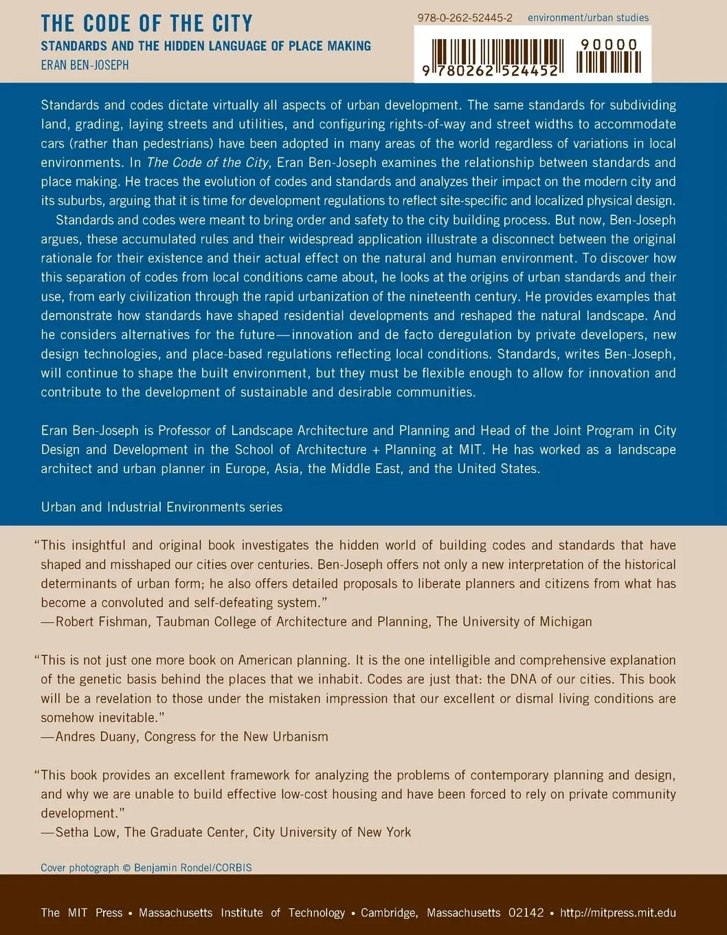 Rückseite: 9780262524452 | The Code of the City | Eran Ben-Joseph | Taschenbuch | Englisch | 2005