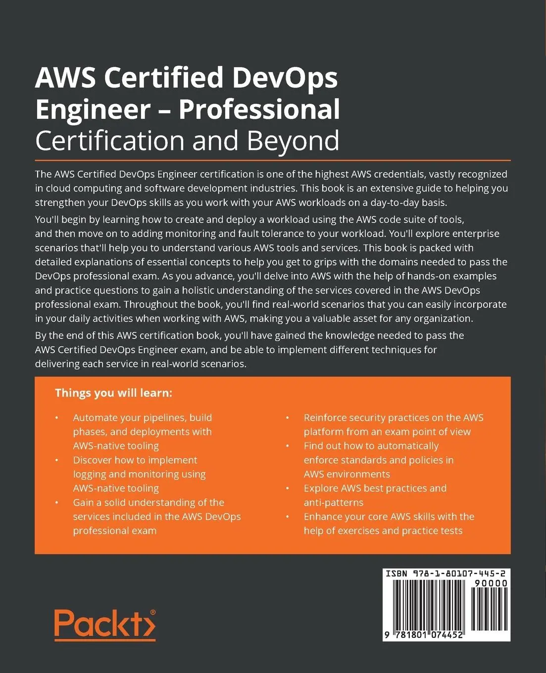 Rückseite: 9781801074452 | AWS Certified DevOps Engineer - Professional Certification and Beyond