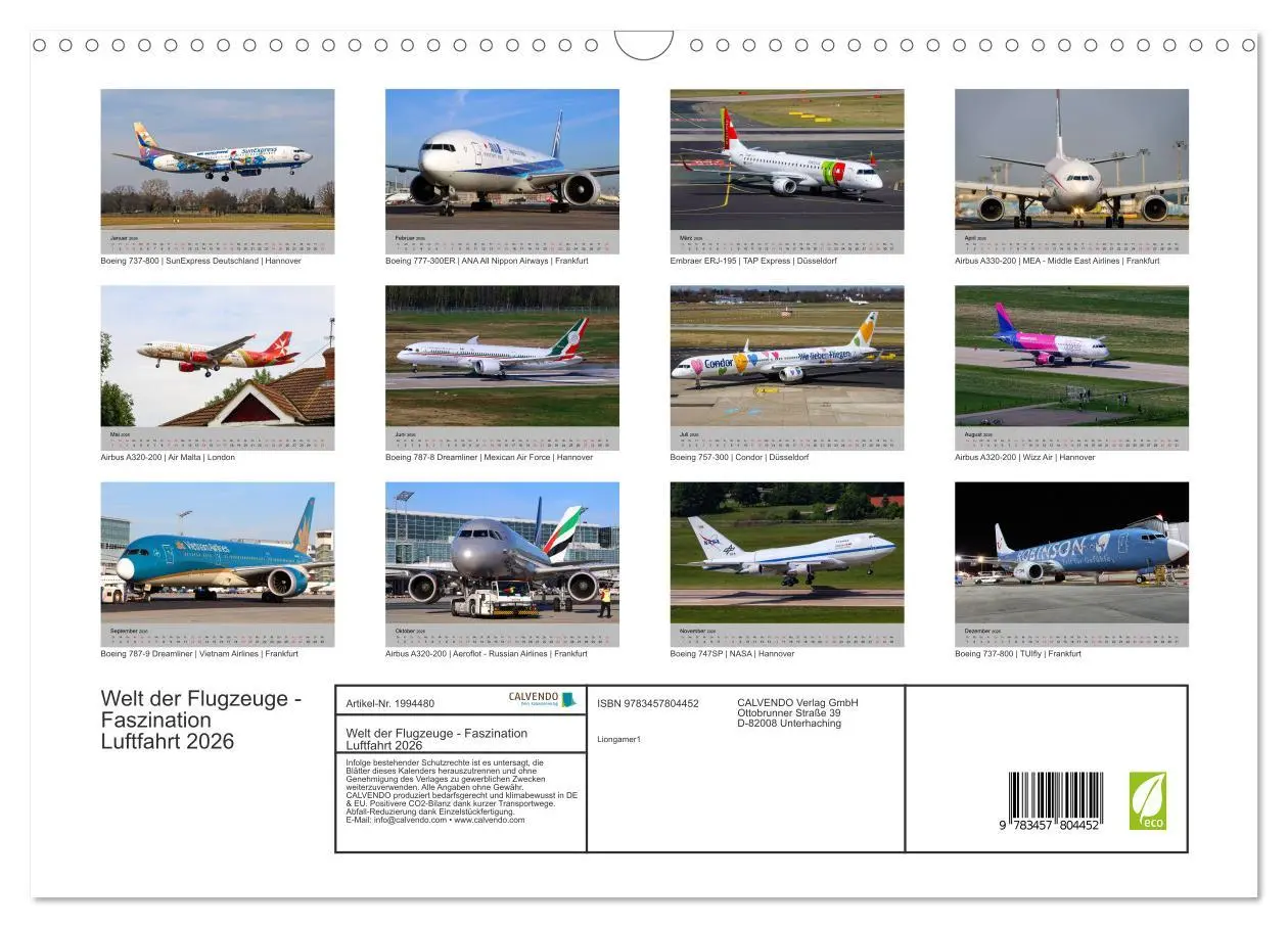 Bild: 9783457804452 | Welt der Flugzeuge - Faszination Luftfahrt 2026 (Wandkalender 2026...