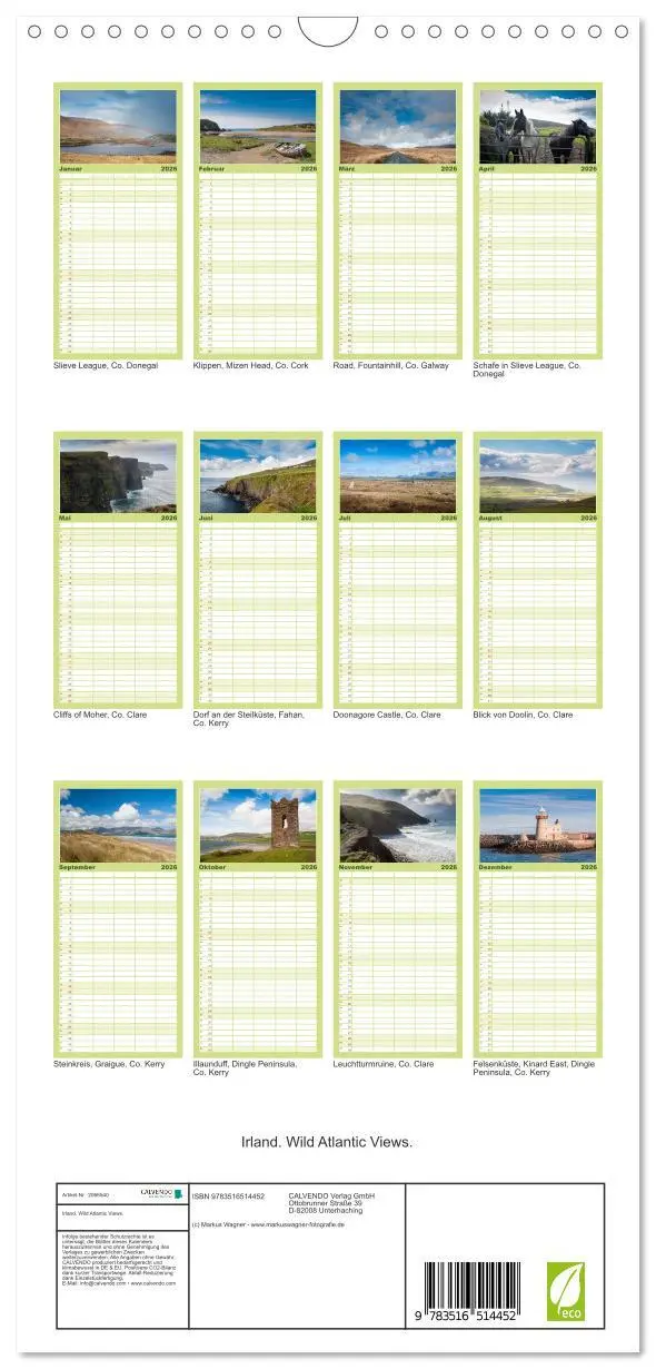 Bild: 9783516514452 | Familienplaner 2026 - Irland. Wild Atlantic Views. mit 5 Spalten...