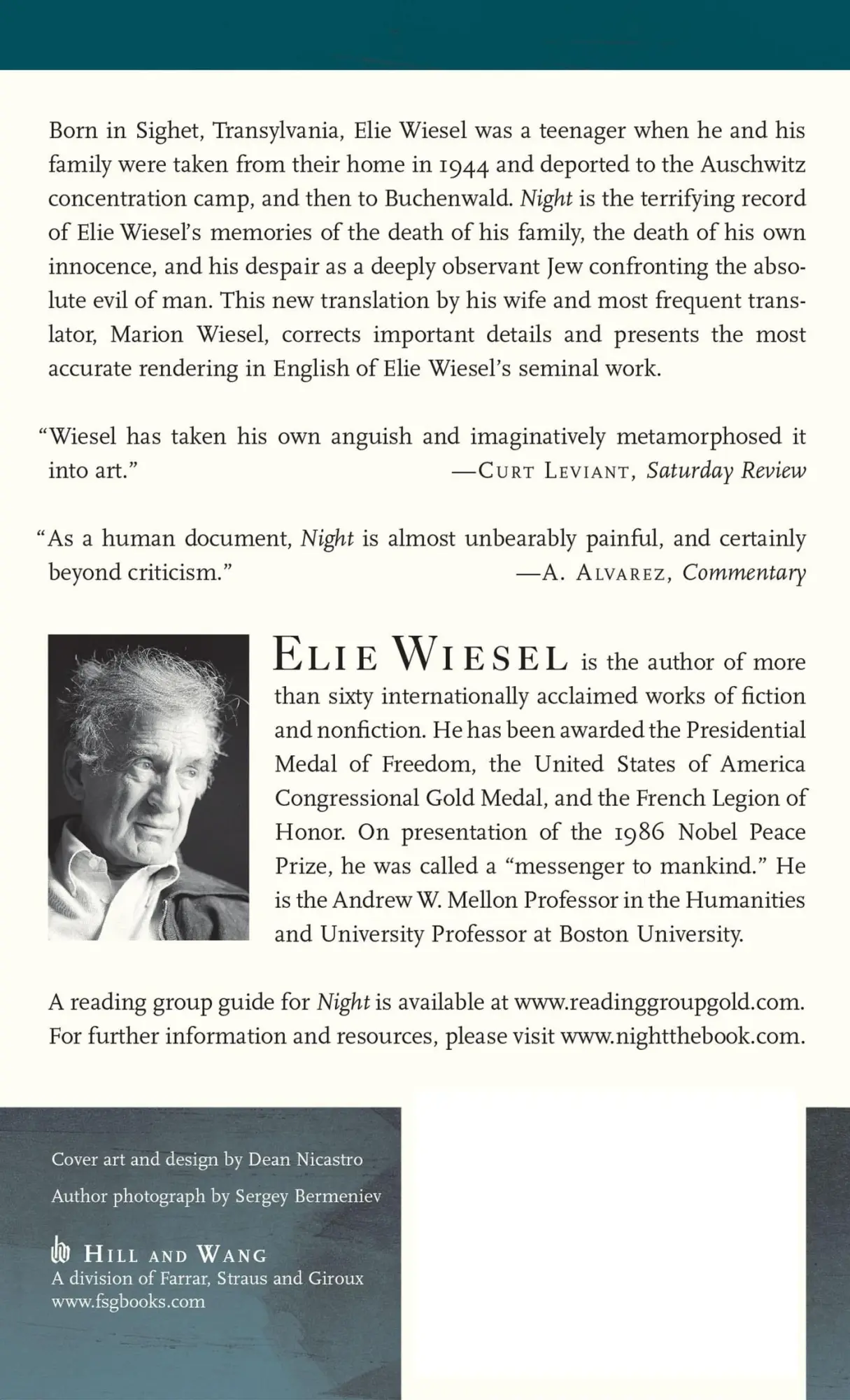 Rückseite: 9780374534752 | Night | Elie Wiesel | Taschenbuch | 120 S. | Englisch | 2013