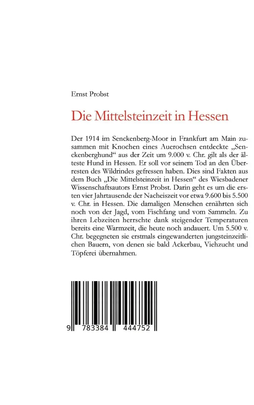 Rückseite: 9783384444752 | Hessen in der Mittelsteinzeit | Ernst Probst | Buch | 88 S. | Deutsch