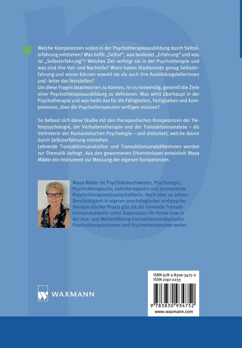 Rückseite: 9783830934752 | Selbsterfahrung in der Psychotherapie | Maya Mäder | Taschenbuch