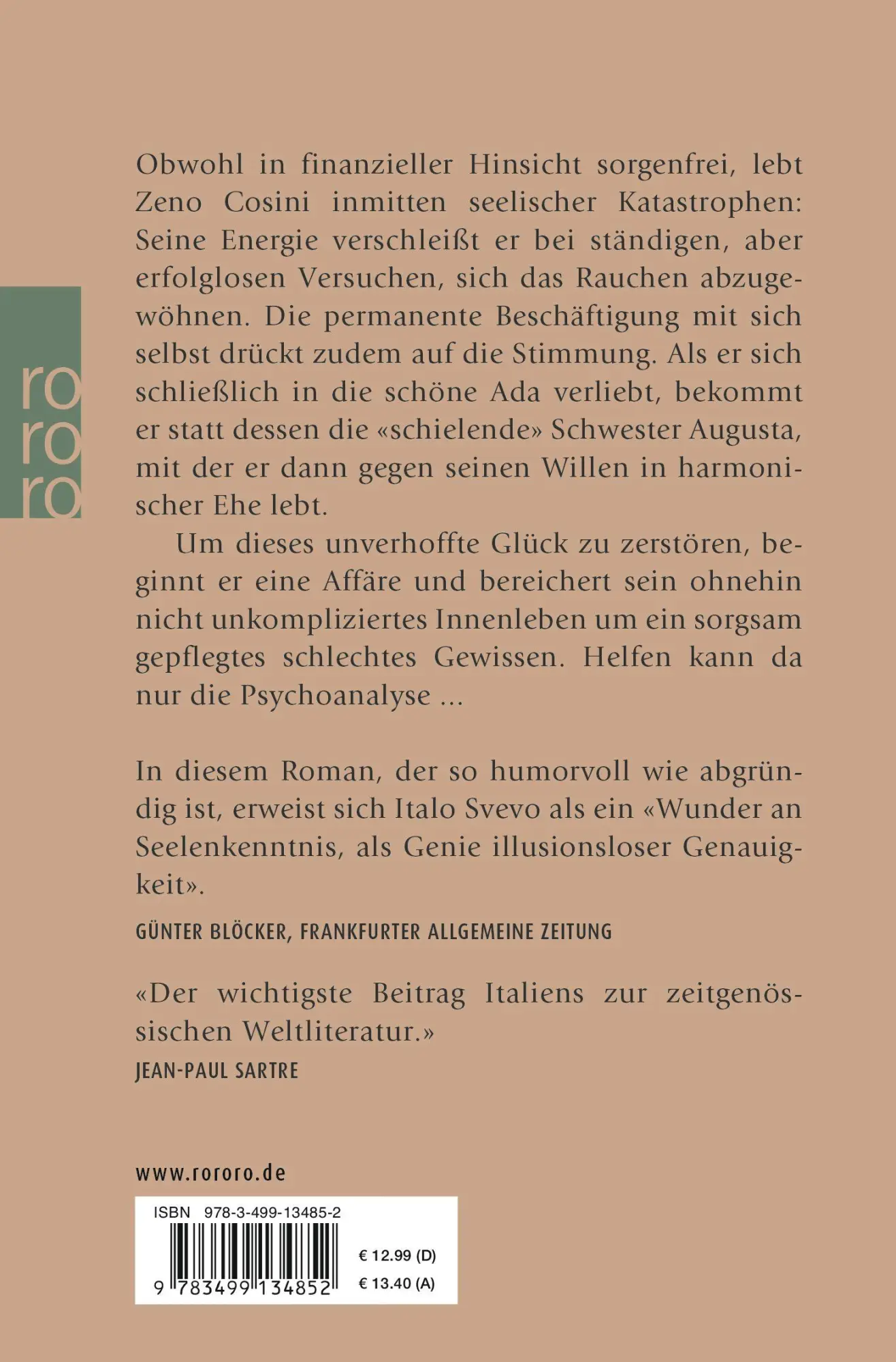 Rückseite: 9783499134852 | Zeno Cosini | Italo Svevo | Taschenbuch | 635 S. | Deutsch | 1993