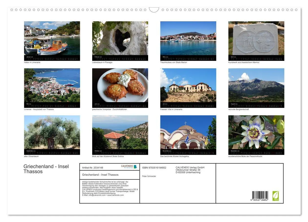 Bild: 9783516194852 | Griechenland - Insel Thassos (Wandkalender 2026 DIN A2 quer),...