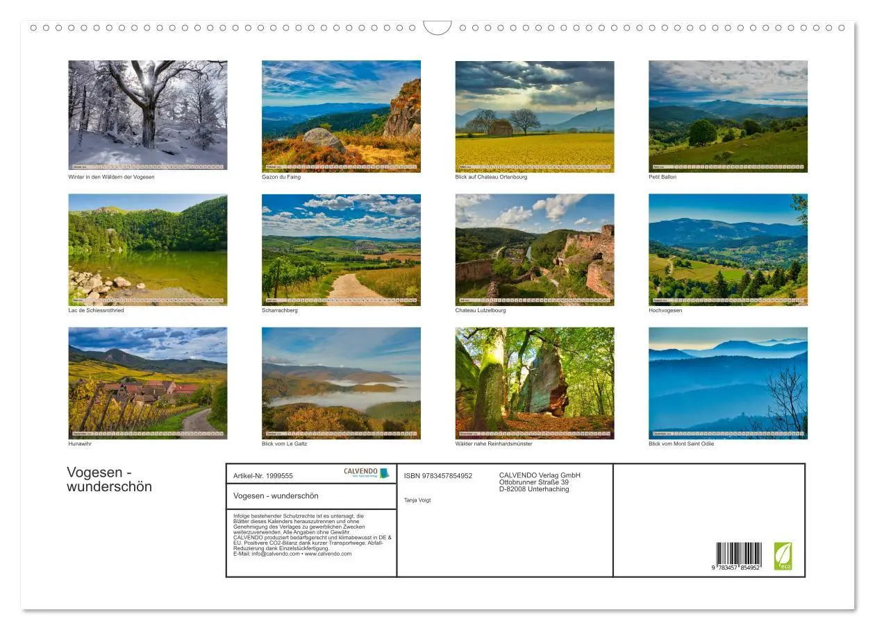 Bild: 9783457854952 | Vogesen - wunderschön (Wandkalender 2026 DIN A2 quer), CALVENDO...