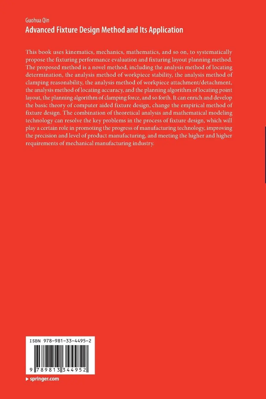 Rückseite: 9789813344952 | Advanced Fixture Design Method and Its Application | Guohua Qin | Buch