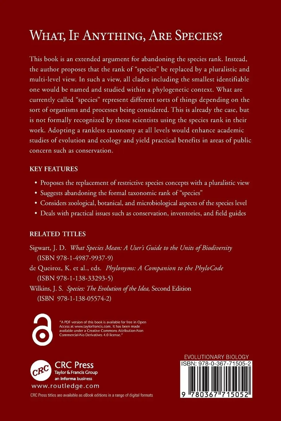 Rückseite: 9780367715052 | What, if anything, are species? | Brent D. Mishler | Taschenbuch