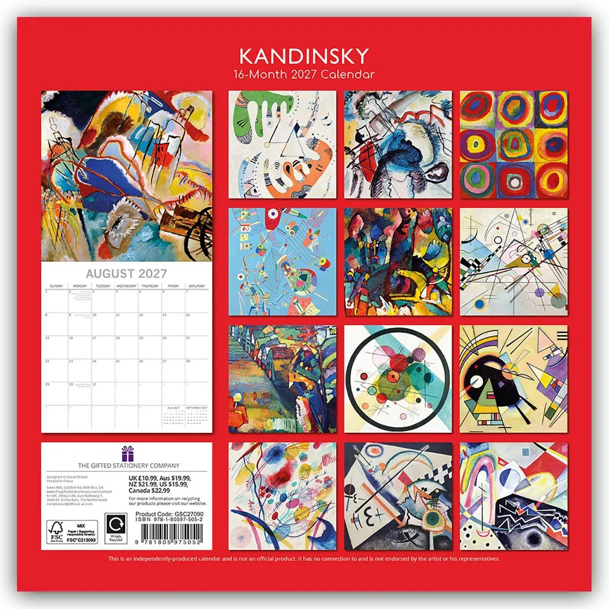Rückseite: 9781805975052 | Kandinsky - Wassily Kandinsky 2027 - 16-Monatskalender | Ltd | 28 S.