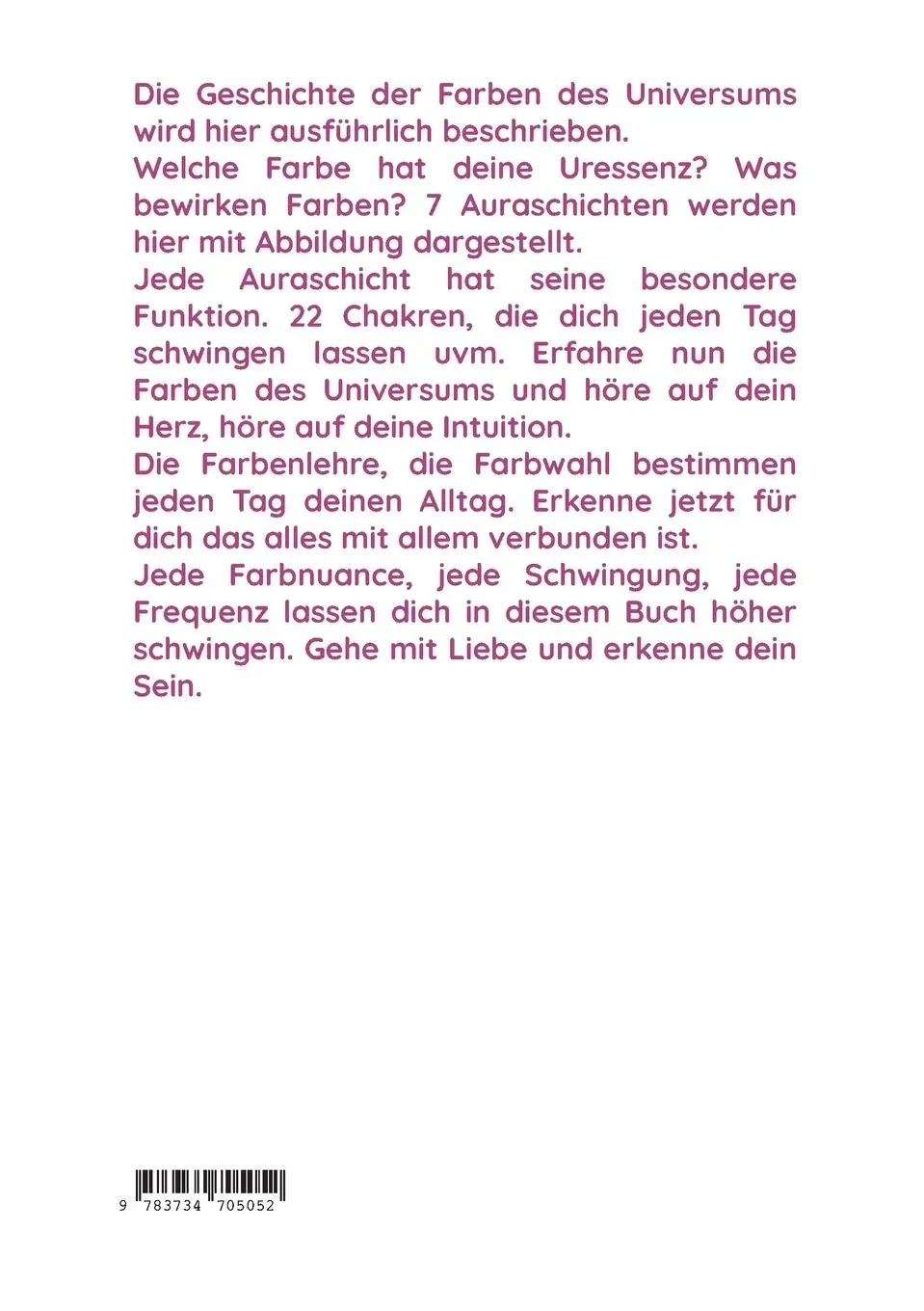 Rückseite: 9783734705052 | Farben des Universums | gechannelte Botschaften über die Farbenlehre