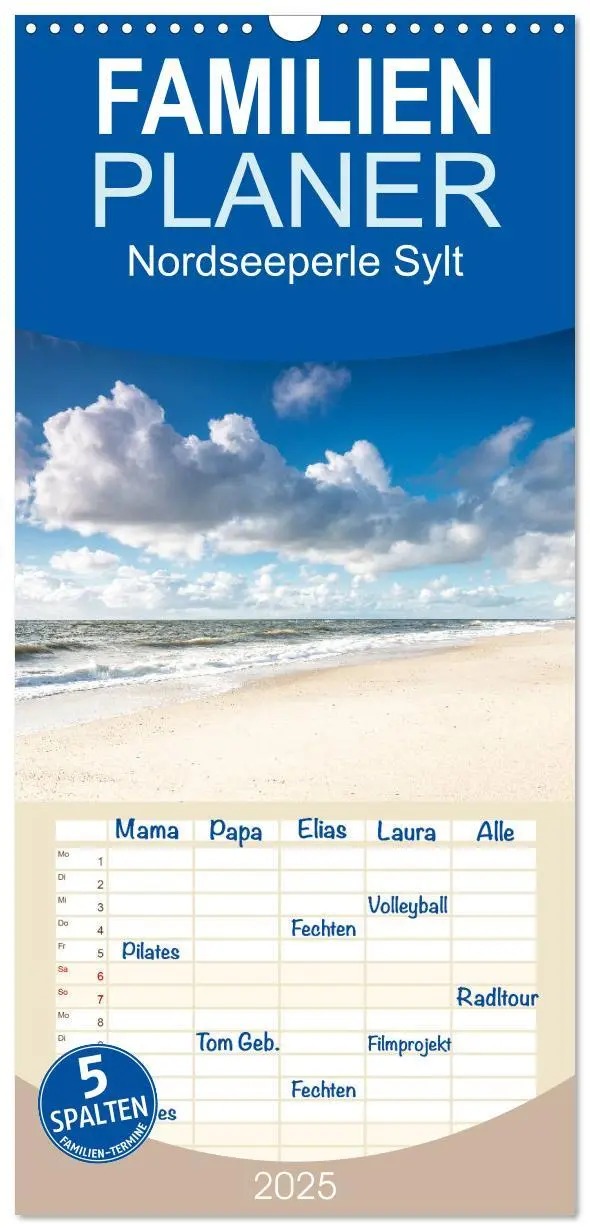 Cover: 9783457115152 | Familienplaner 2025 - Nordseeperle Sylt mit 5 Spalten...