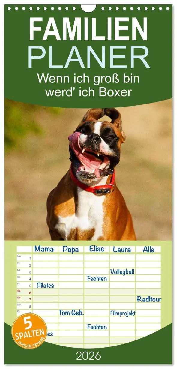 Cover: 9783516515152 | Familienplaner 2026 - Wenn ich groß bin werd' ich Boxer mit 5...