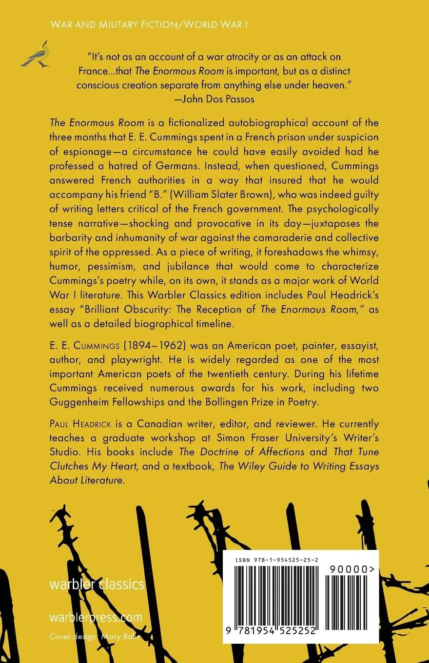 Rückseite: 9781954525252 | The Enormous Room (Warbler Classics) | E. E. Cummings | Taschenbuch