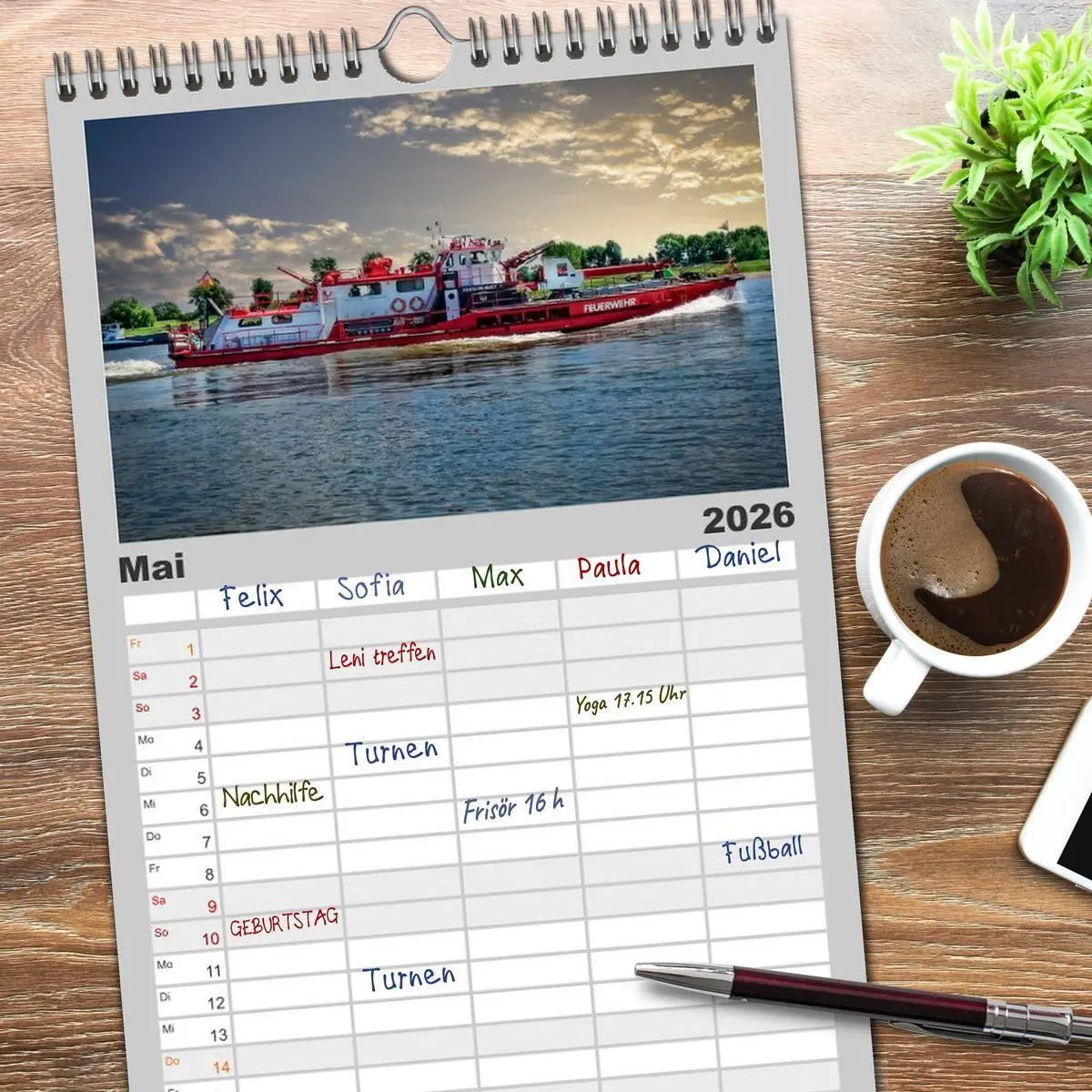 Bild: 9783516505252 | Familienplaner 2026 - Feuerwehr - mein Kalender mit 5 Spalten...