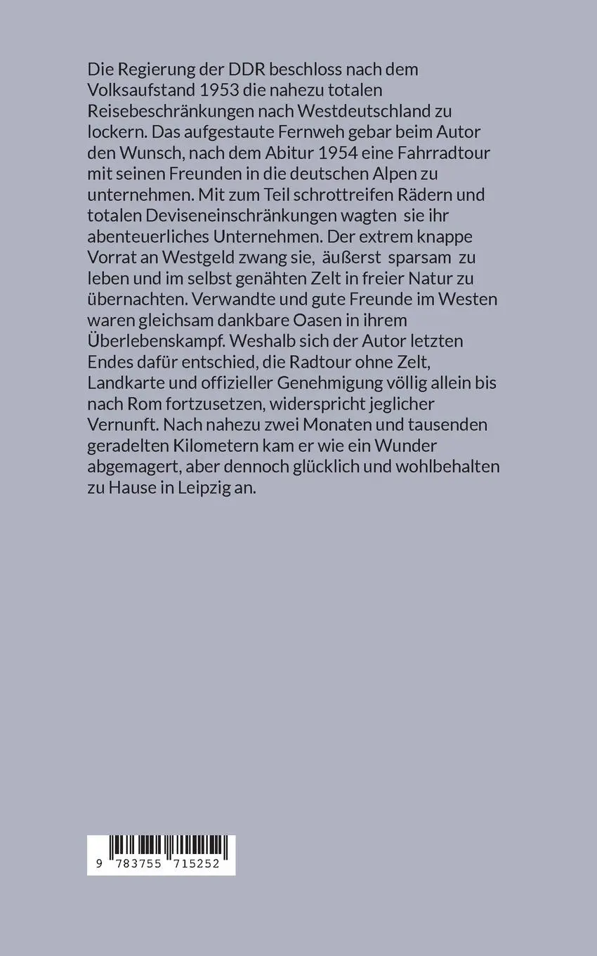 Rückseite: 9783755715252 | Wie ein DDR-Abiturient mit dem Fahrrad nach Rom kam | Ein Tagebuch