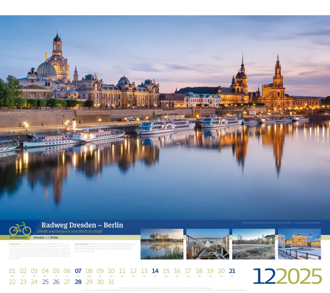 Bild: 9783838425252 | Deutschlands schönste Radfernwege Kalender 2025 | Kunstverlag | 2025