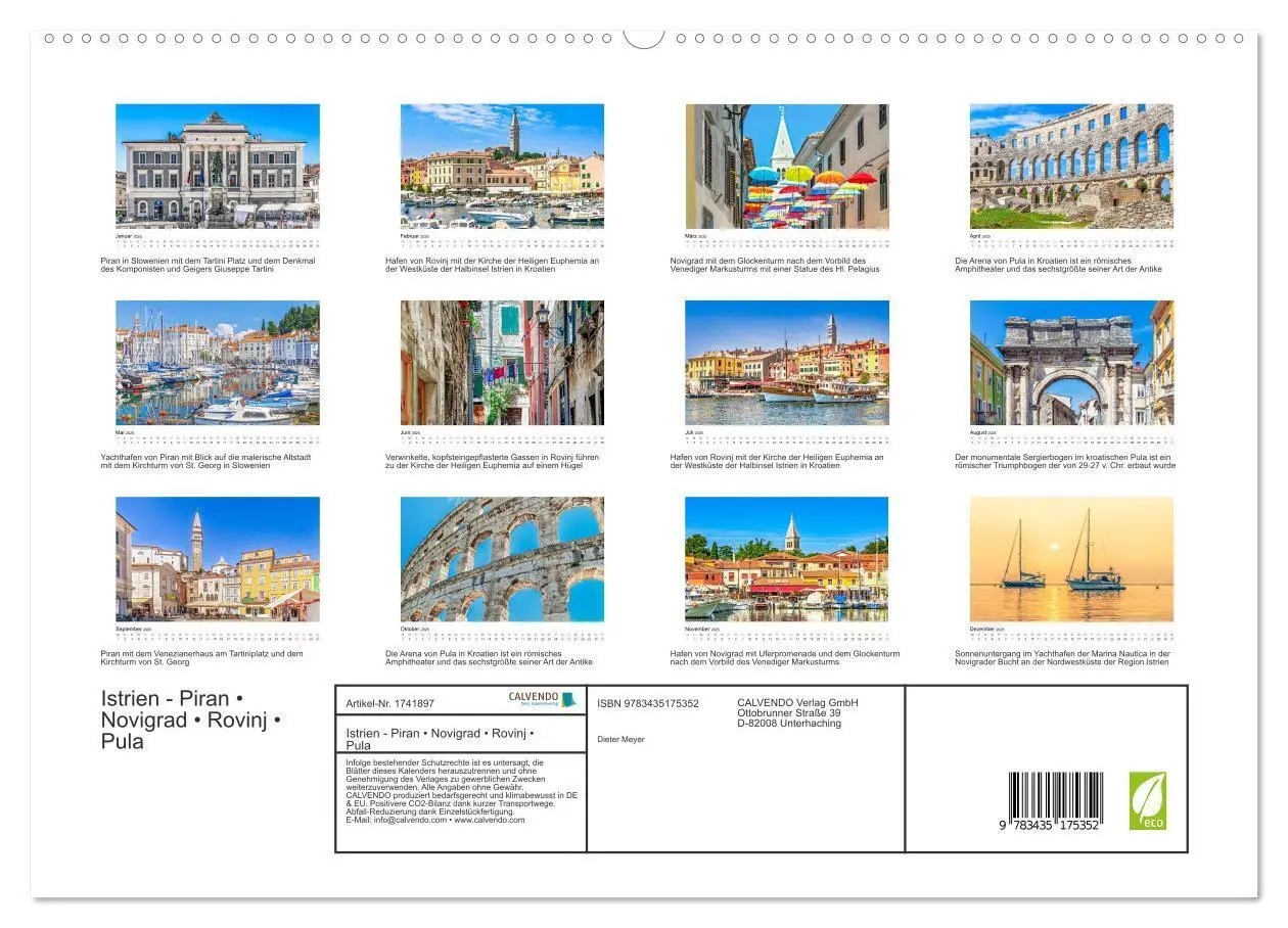 Bild: 9783435175352 | Istrien - Piran - Novigrad - Rovinj - Pula (Wandkalender 2025 DIN...