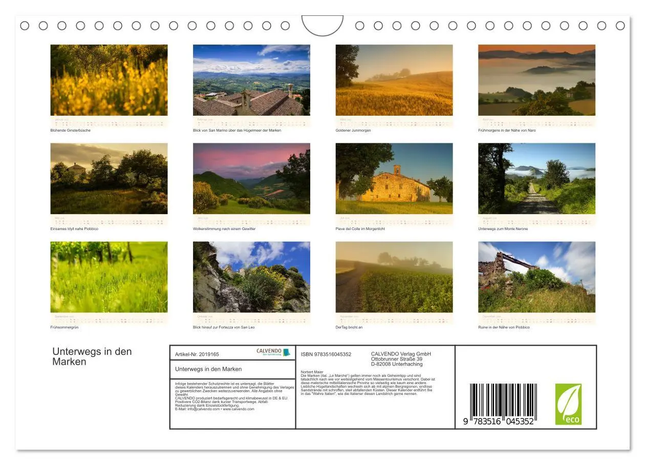 Bild: 9783516045352 | Unterwegs in den Marken (Wandkalender 2026 DIN A4 quer), CALVENDO...