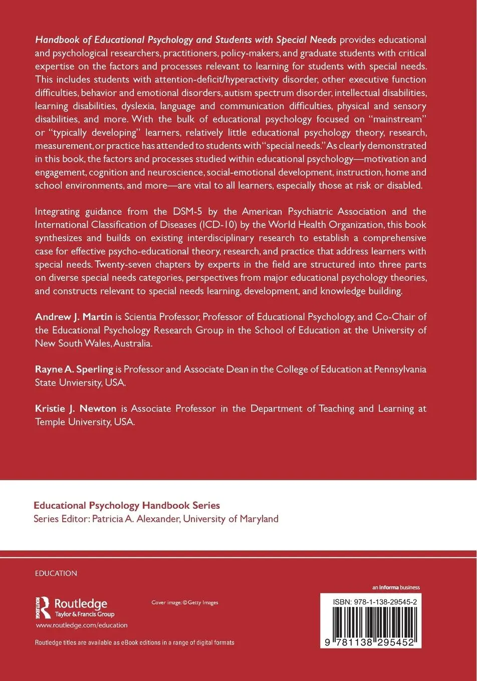 Rückseite: 9781138295452 | Handbook of Educational Psychology and Students with Special Needs