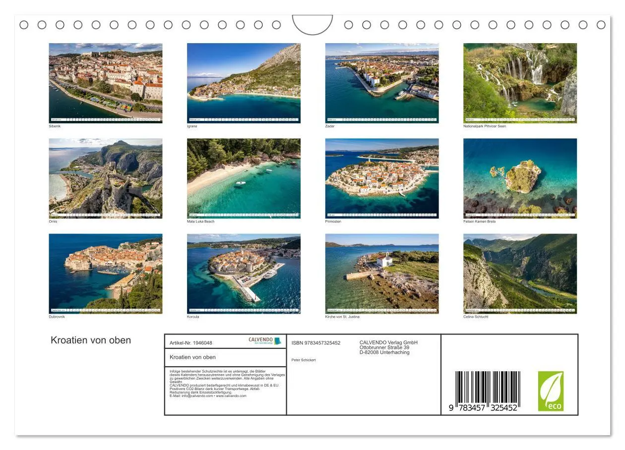 Bild: 9783457325452 | Kroatien von oben (Wandkalender 2026 DIN A4 quer), CALVENDO...