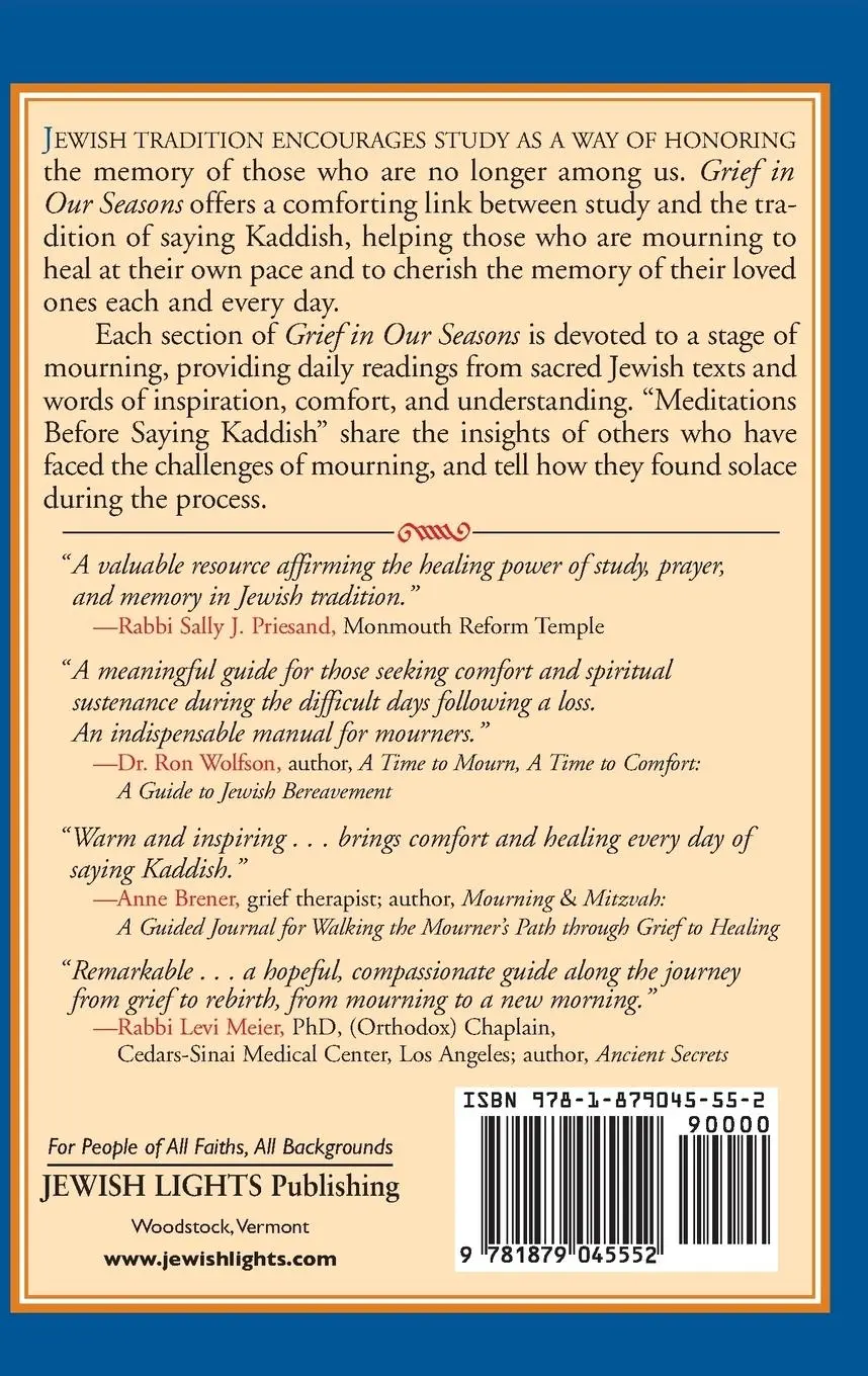 Rückseite: 9781879045552 | Grief in Our Seasons | A Mourner's Kaddish Companion | Olitzky | Buch