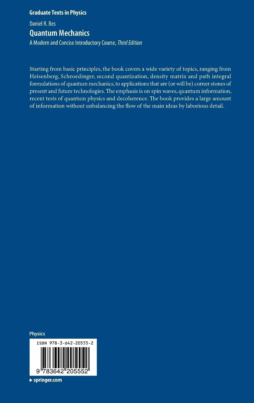 Rückseite: 9783642205552 | Quantum Mechanics | A Modern and Concise Introductory Course | Bes
