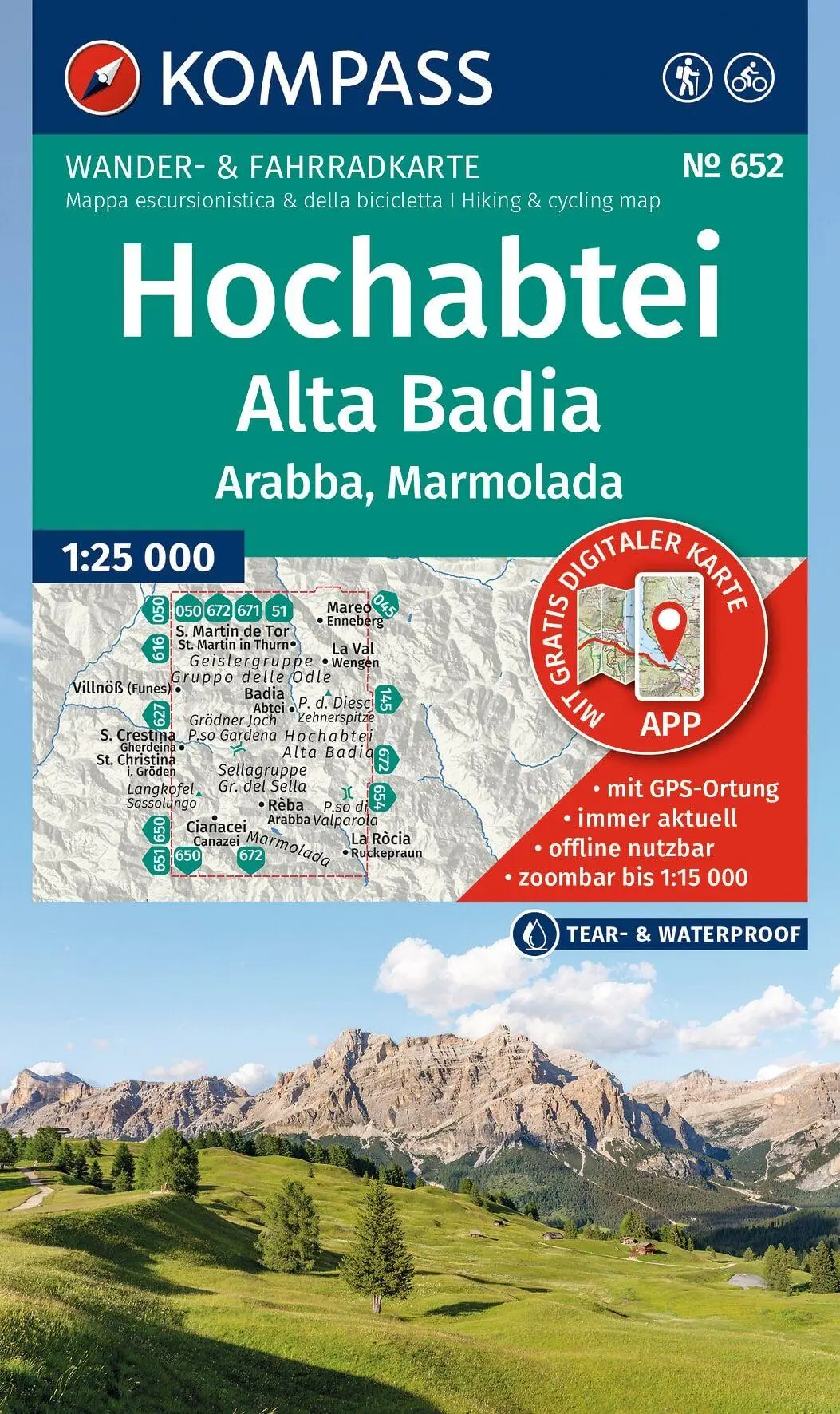 Cover: 9783991545552 | KOMPASS Wanderkarte 652 Hochabtei / Alta Badia, Arabba , Marmolada...
