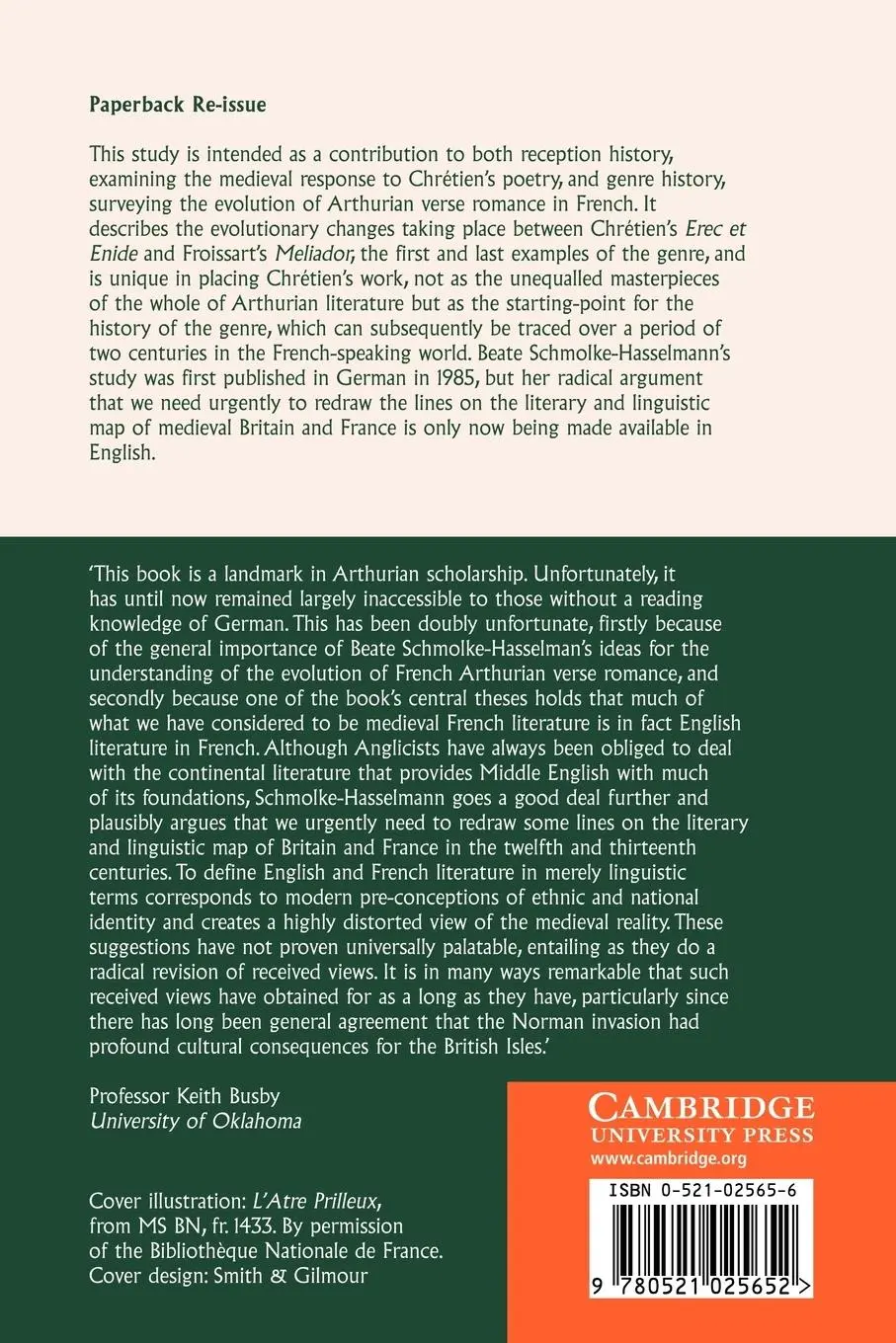 Rückseite: 9780521025652 | The Evolution of Arthurian Romance | Beate Schmolke-Hasselmann (u. a.)