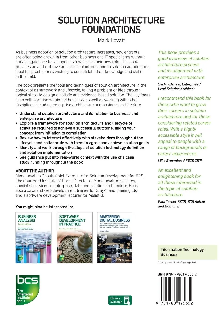 Rückseite: 9781780175652 | Solution Architecture Foundations | Mark Lovatt | Taschenbuch | 2021 Rückseite: 9781780175652 | Solution Architecture Foundations | Mark Lovatt | Taschenbuch | 2021