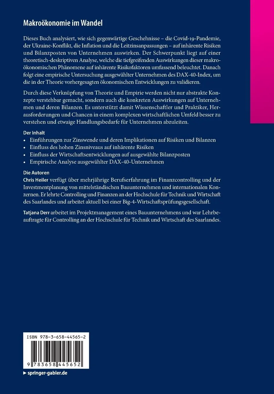 Rückseite: 9783658445652 | Makroökonomie im Wandel | Tatjana Derr (u. a.) | Taschenbuch | xv