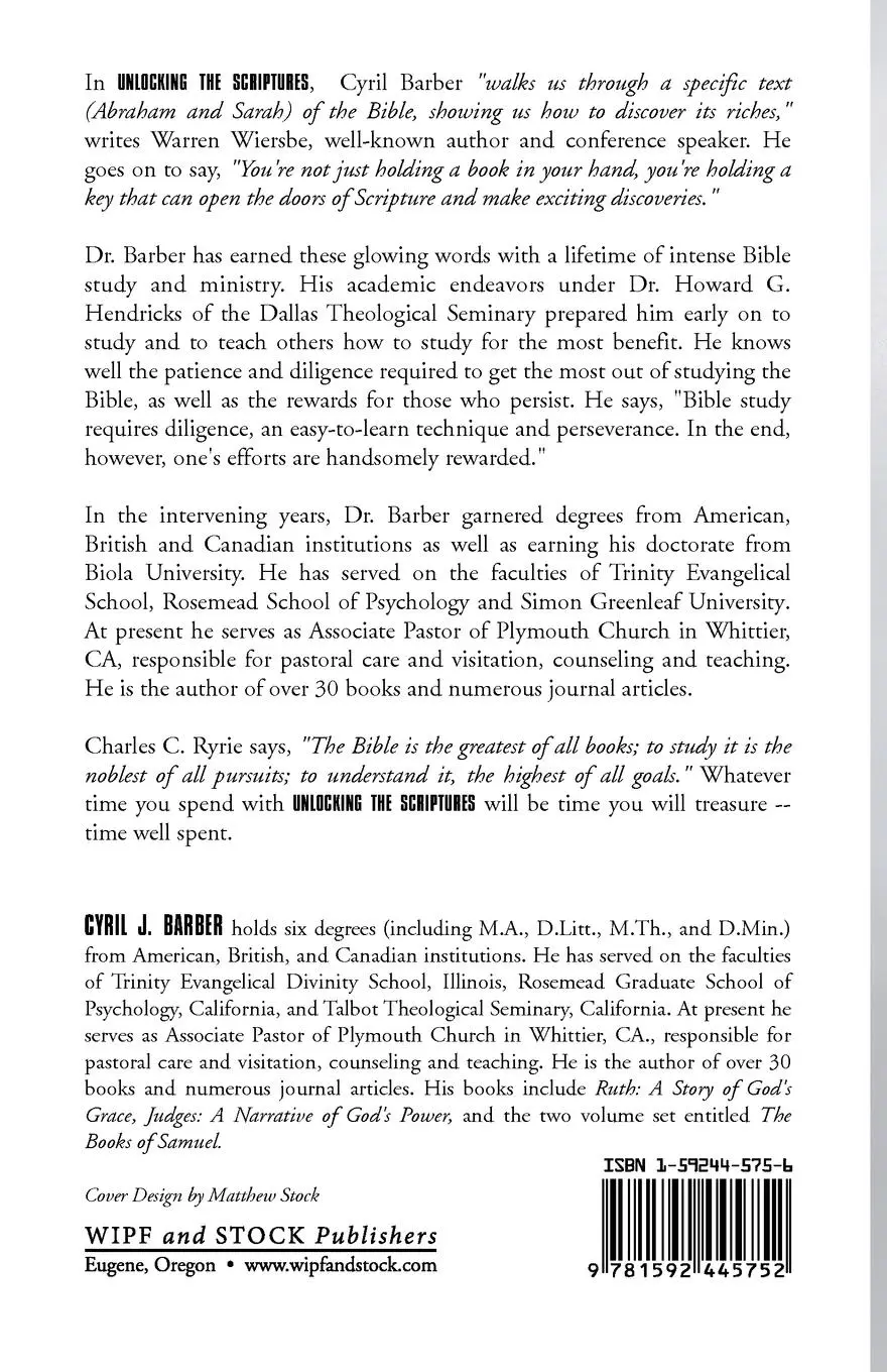 Rückseite: 9781592445752 | Unlocking the Scriptures | Cyril J. Barber | Taschenbuch | Englisch