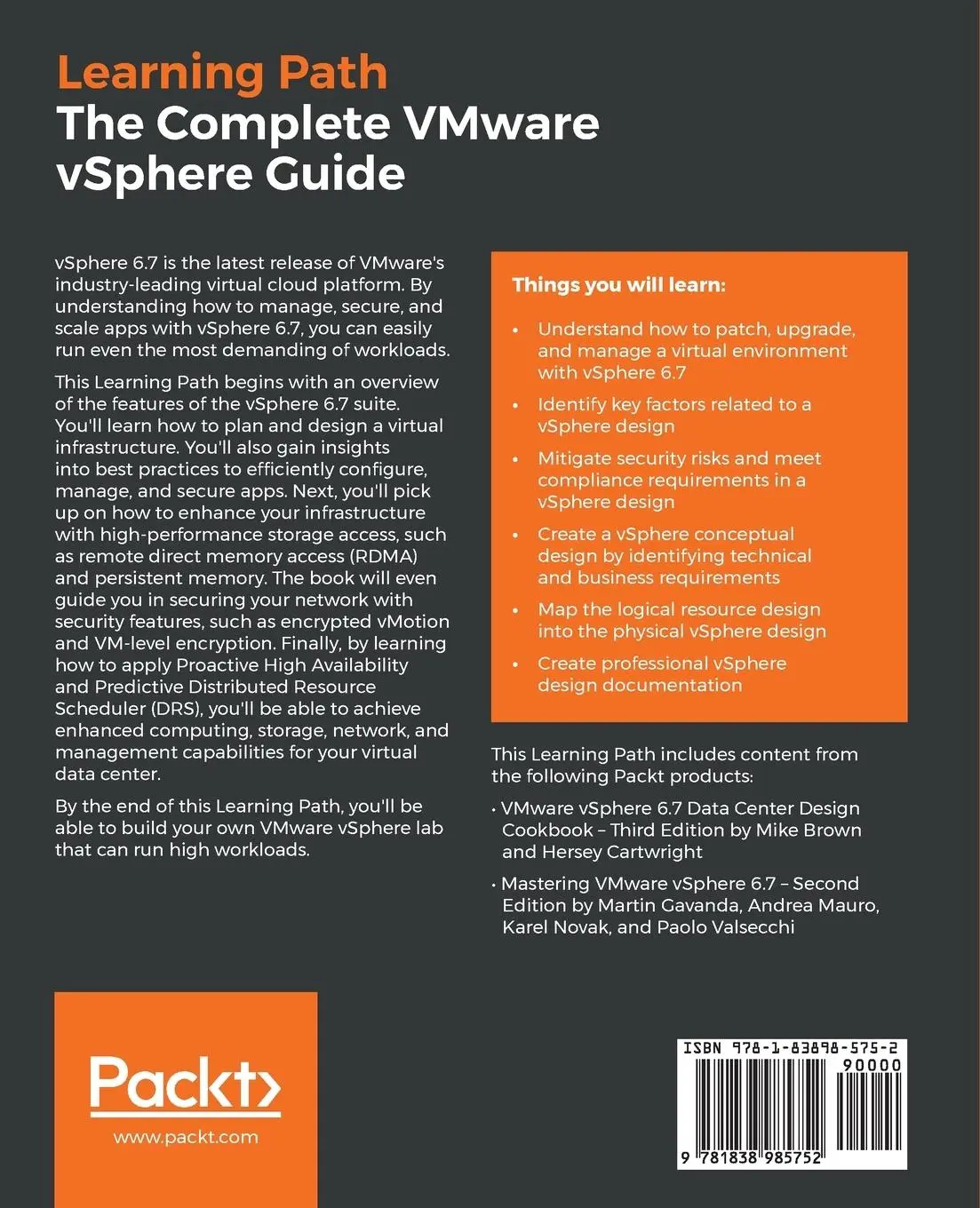 Rückseite: 9781838985752 | The Complete VMware vSphere Guide | Mike Brown (u. a.) | Taschenbuch