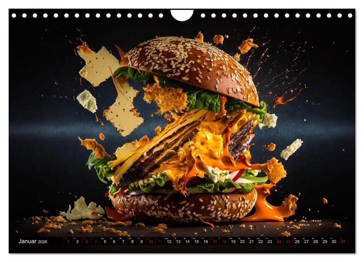 Bild: 9783457535752 | Burgerfood (Wandkalender 2026 DIN A4 quer), CALVENDO Monatskalender