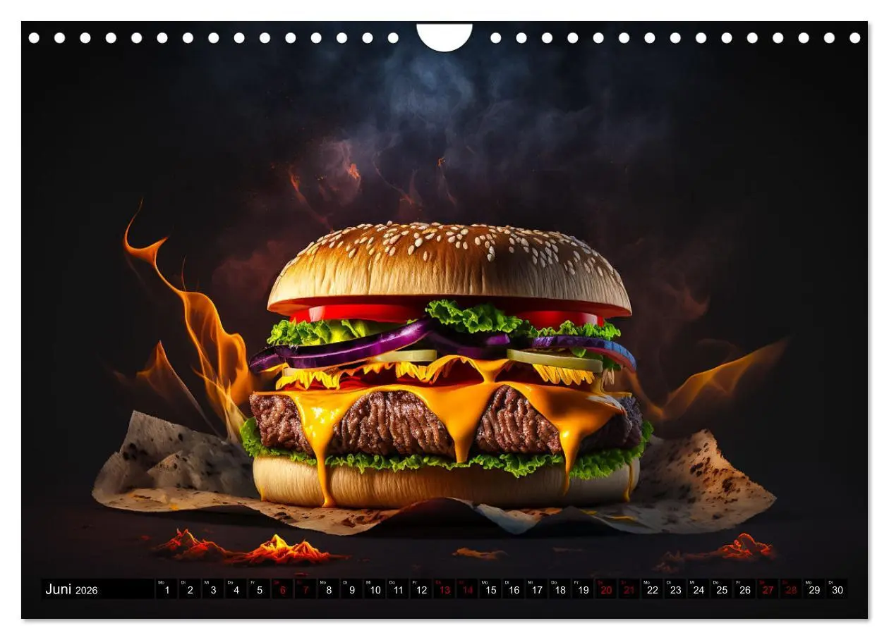 Bild: 9783457535752 | Burgerfood (Wandkalender 2026 DIN A4 quer), CALVENDO Monatskalender