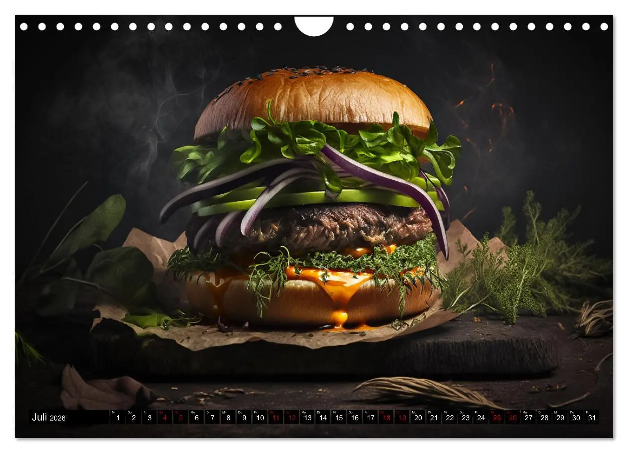 Bild: 9783457535752 | Burgerfood (Wandkalender 2026 DIN A4 quer), CALVENDO Monatskalender