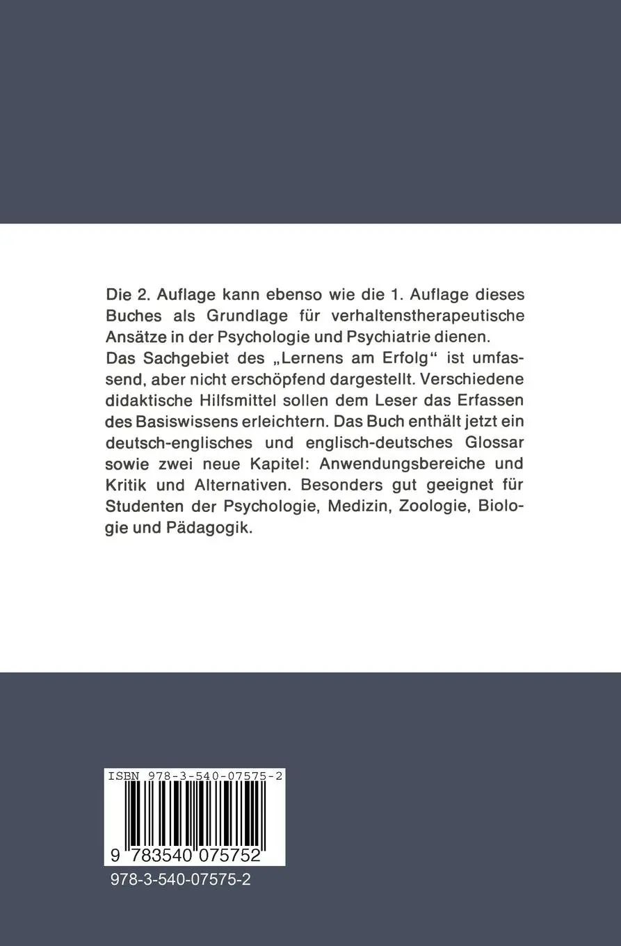 Rückseite: 9783540075752 | Kontrolle des Verhaltens | Das Lernen am Erfolg | Angermeier | Buch