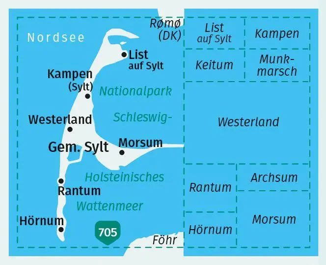 Bild: 9783991215752 | KOMPASS Wanderkarte 701 Sylt mit Ortsplänen 1:40.000 | (Land-)Karte
