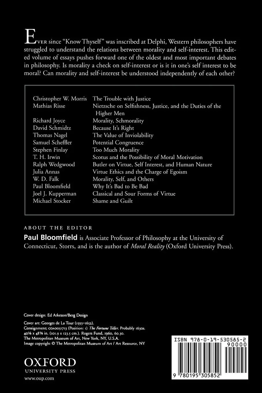 Rückseite: 9780195305852 | Morality and Self-Interest | Paul Bloomfield | Taschenbuch | Englisch